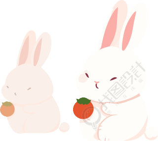 可商用的平面风格小兔子插画