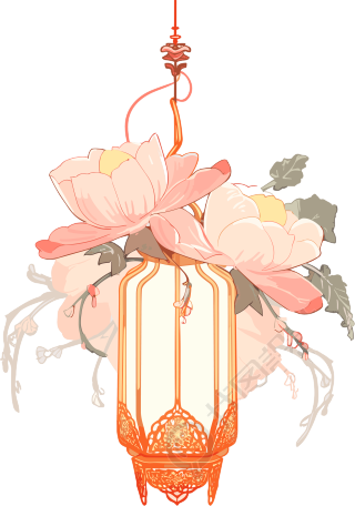 手绘插画素材花灯PNG