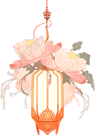 手绘插画素材花灯PNG