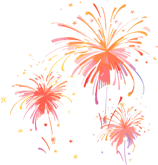 透明背景手绘烟花素材