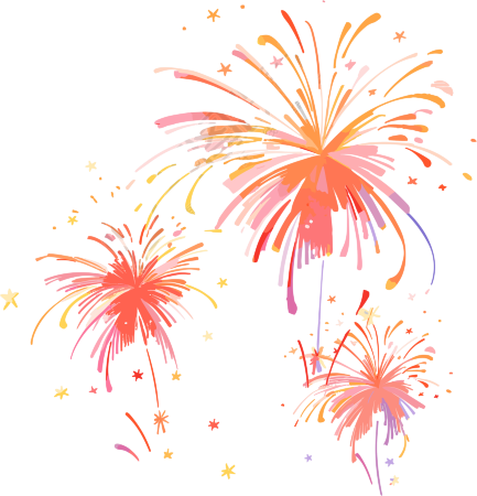 透明背景手绘烟花素材