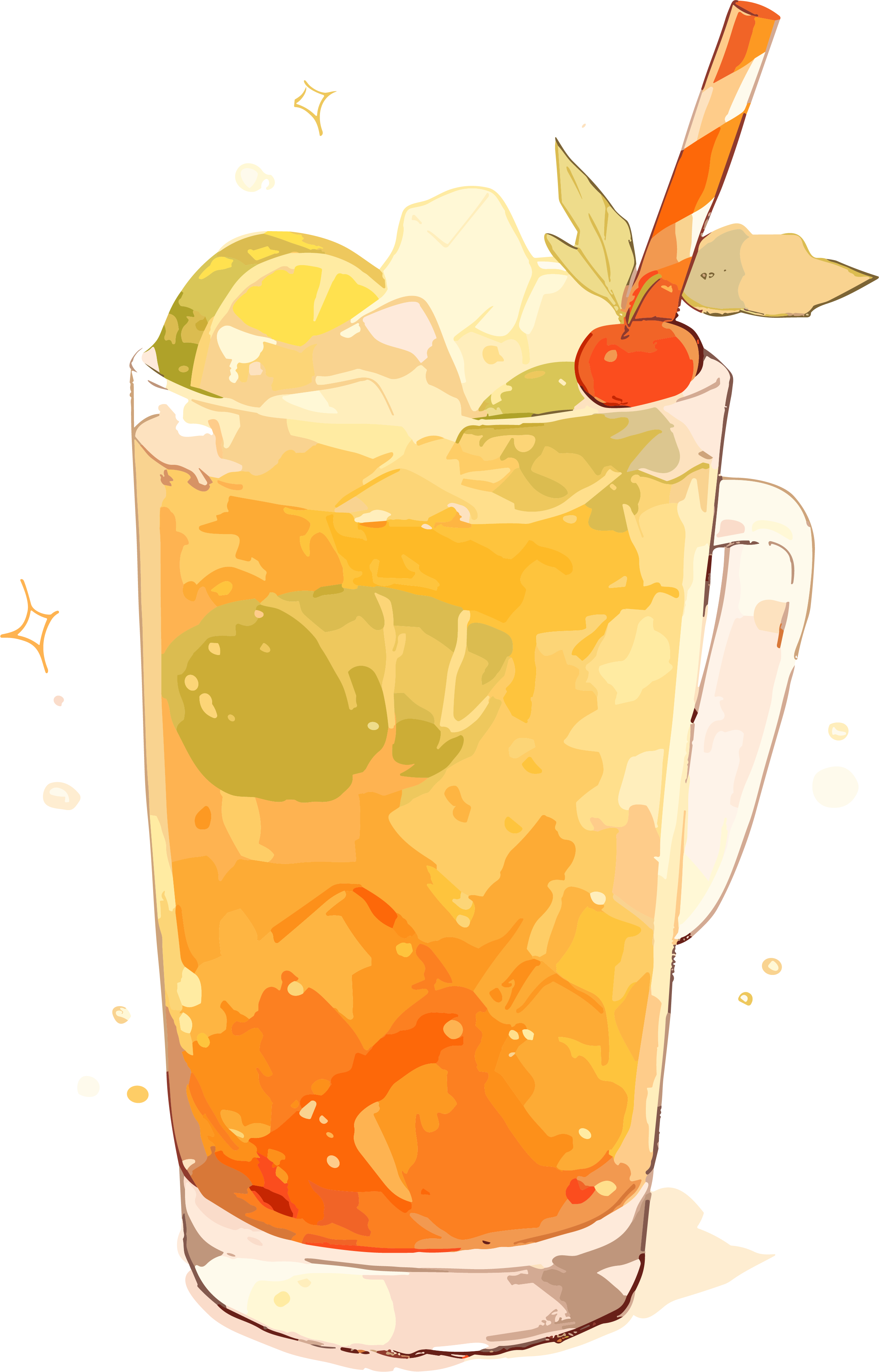 夏日饮品手绘插画素材
