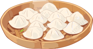 手绘美食饺子透明背景元素