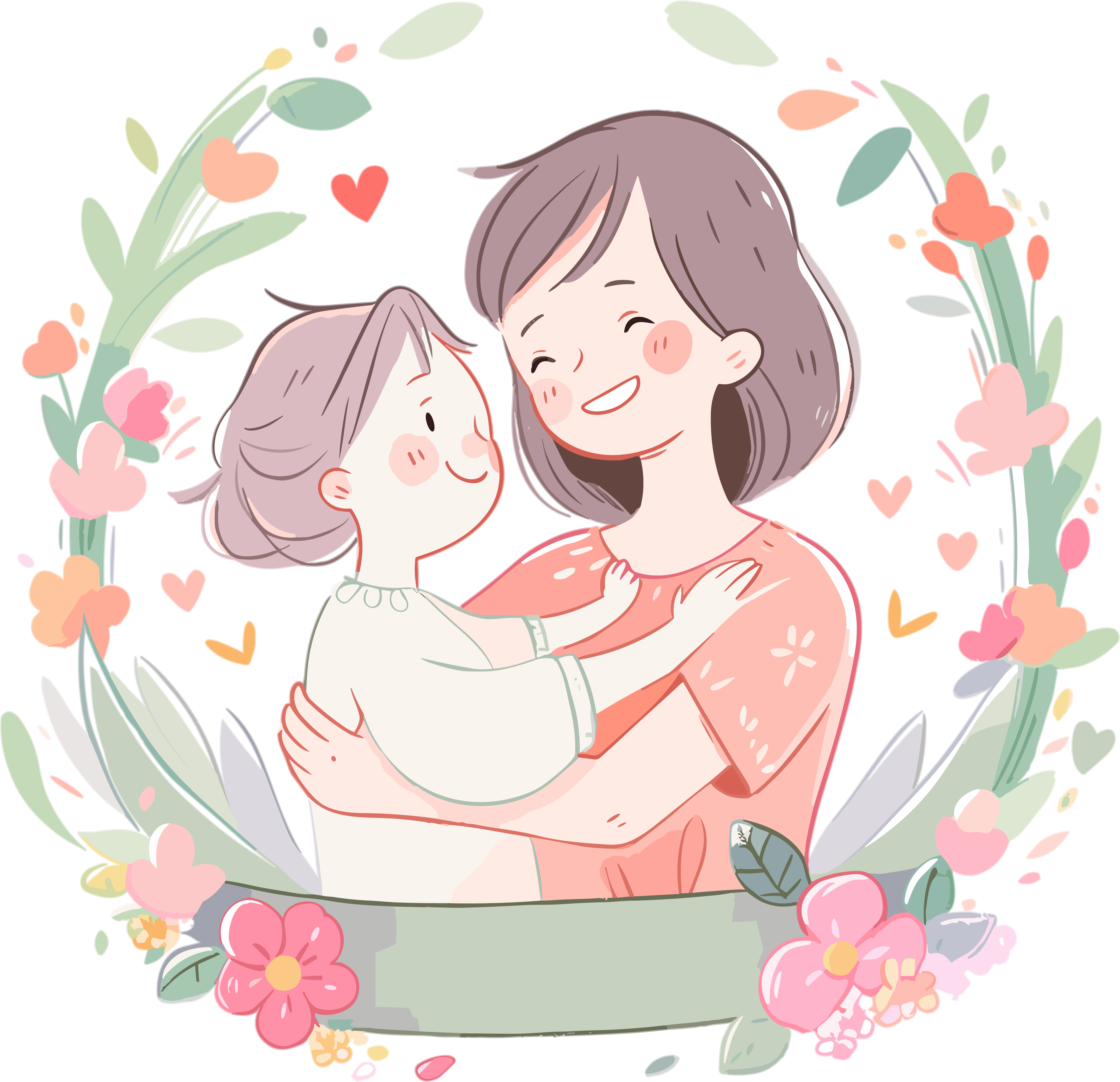 母亲节手绘插画素材