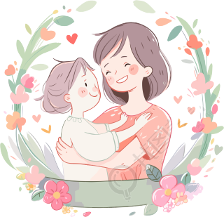 母亲节手绘插画素材