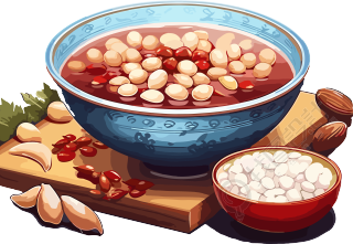 红豆汤透明背景插画