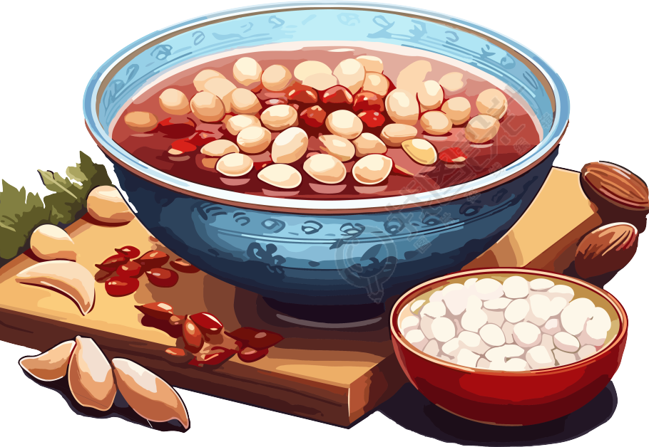 红豆汤透明背景插画