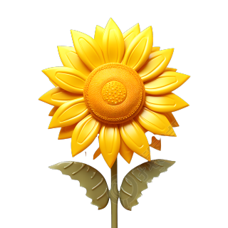 太阳花3D插画透明背景元素