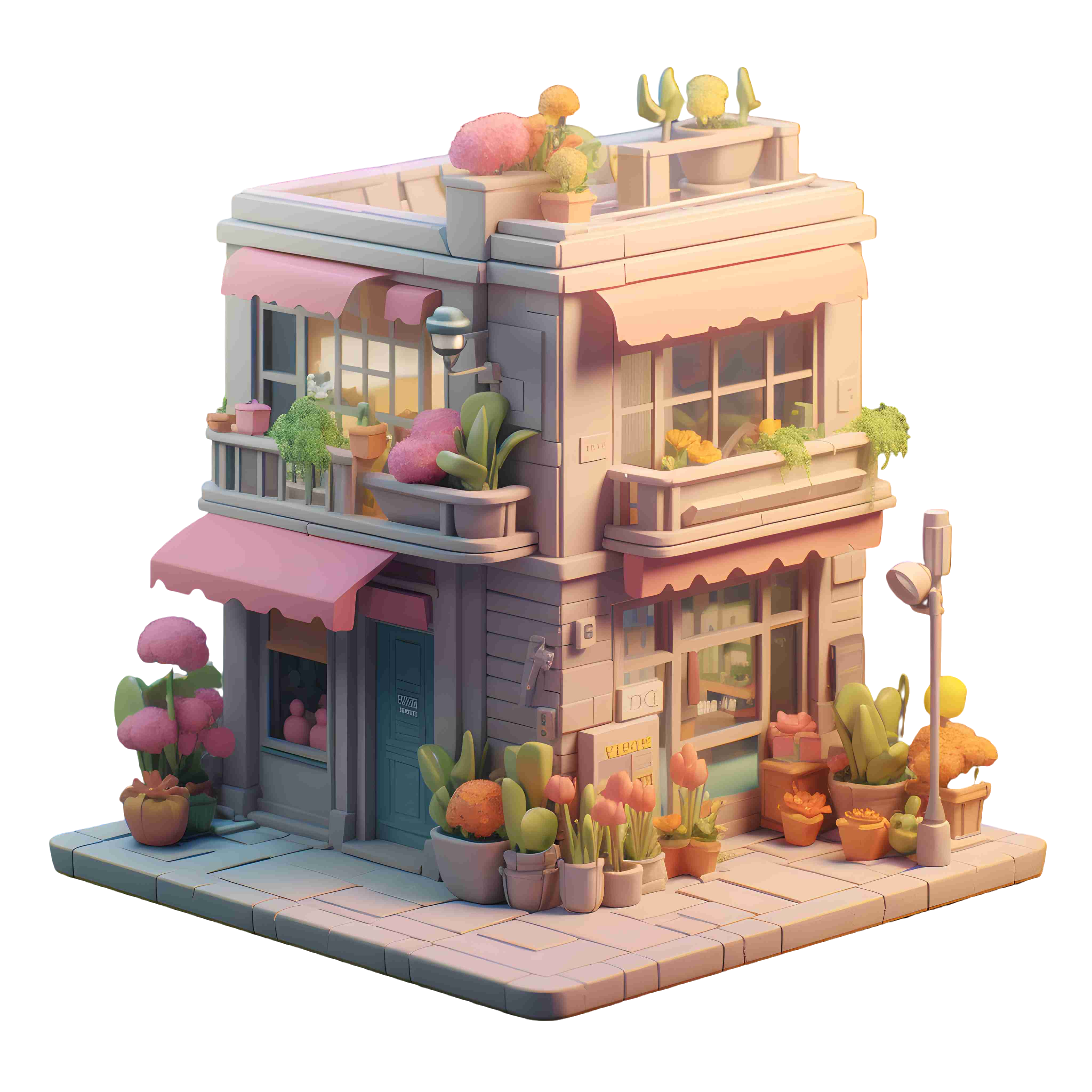 3D花店模型透明背景插画