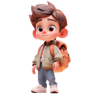 帅气男孩背包的3D人物素材