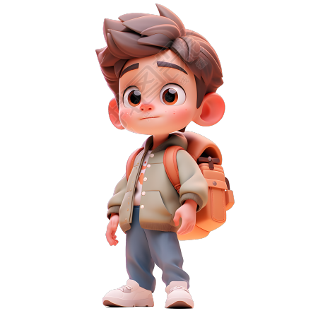 帅气男孩背包的3D人物素材