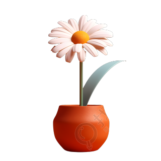 雏菊花盆插画设计素材