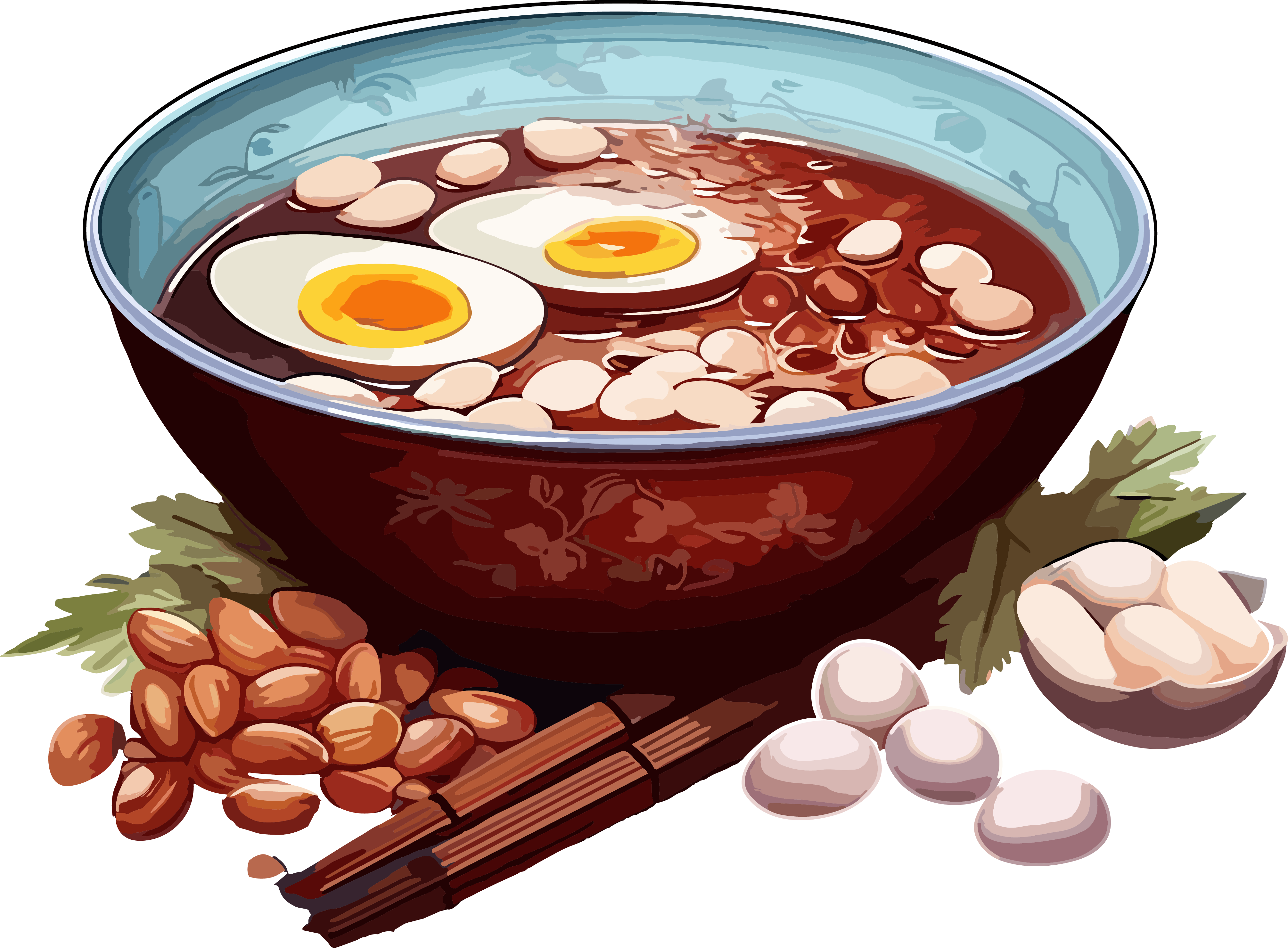 中国文化主题风格的红豆汤插画