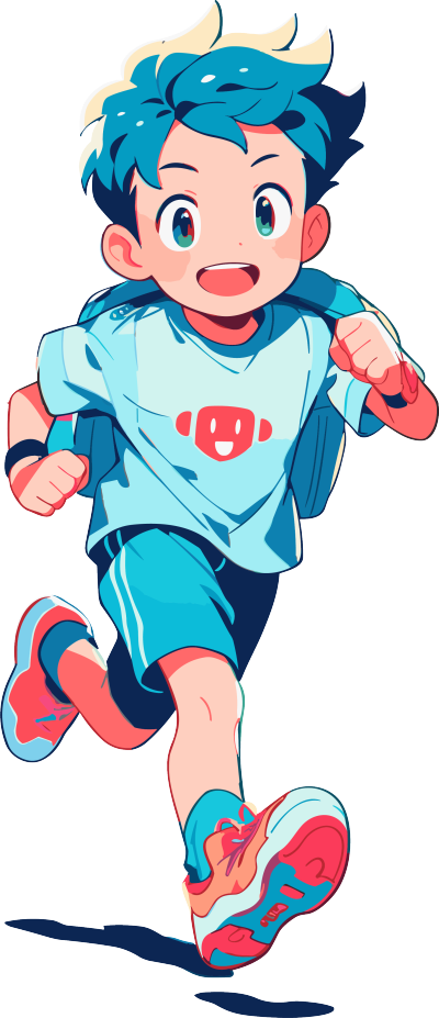 阳光开朗的男孩奔跑插图