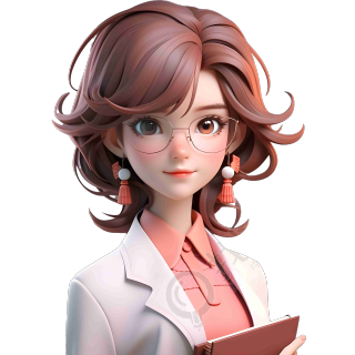 穿粉色衬衣的女性教师3D插画