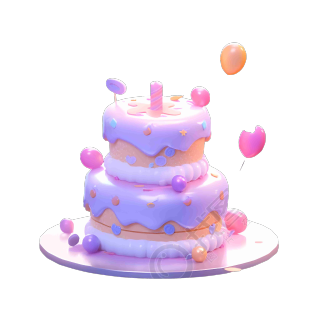 3D模型紫色生日蛋糕插图