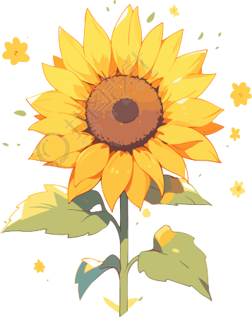 透明背景太阳花极简主义插画设计