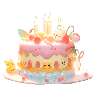 生日蛋糕透明背景插画设计元素