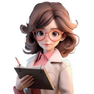 3D女老师带红色眼镜插画