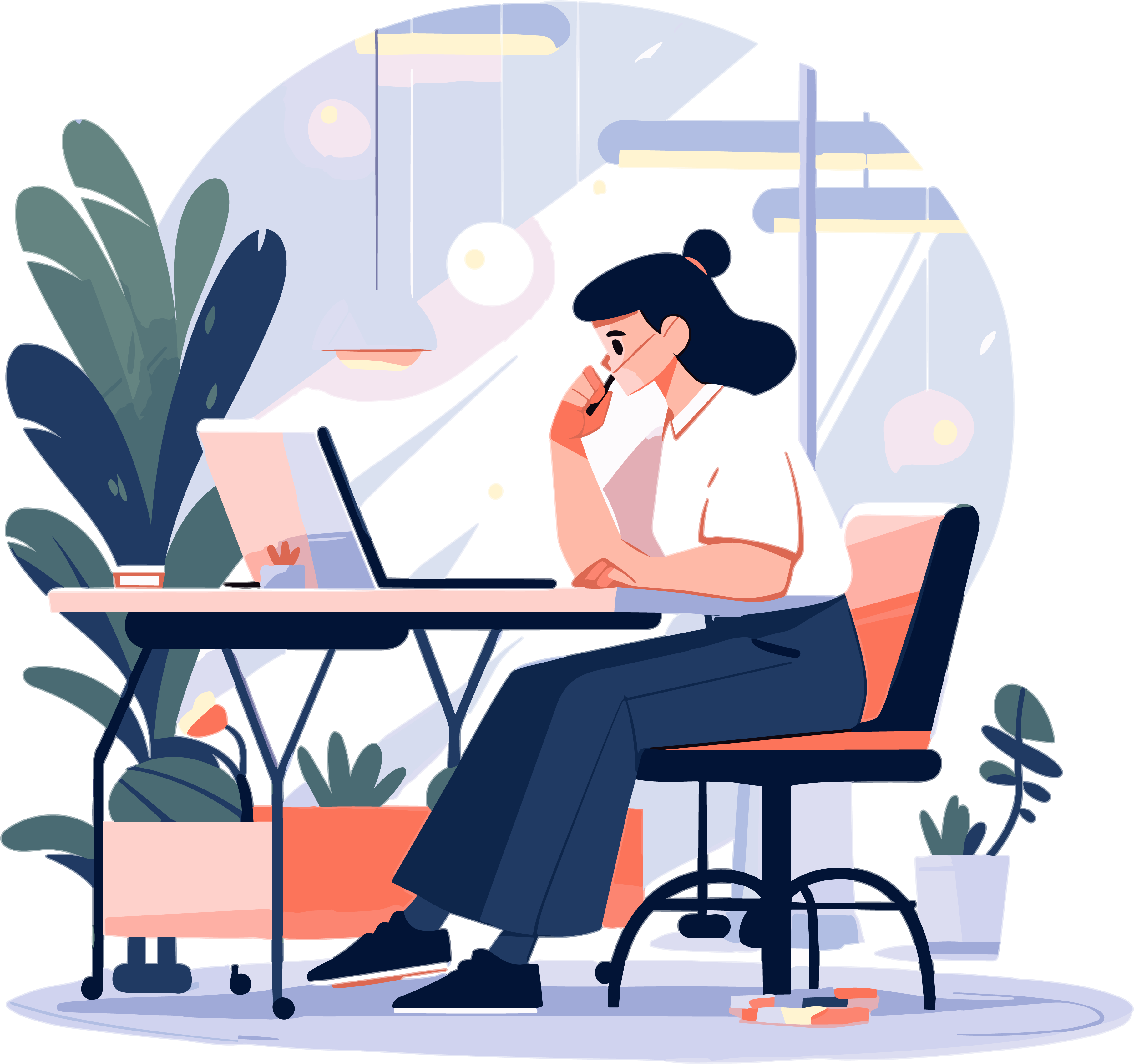 上班的女生插画素材设计