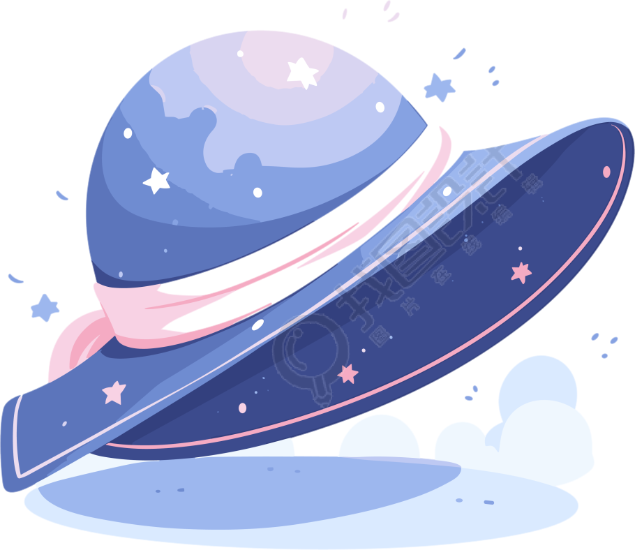 星空太阳帽创意插画PNG