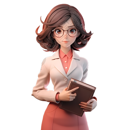 女教师3D模型透明背景图形素材