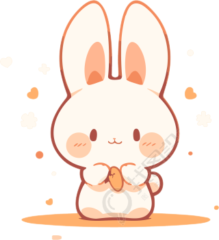 手绘中秋节萌兔插画素材