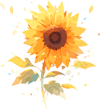 水彩风格太阳花插画PNG