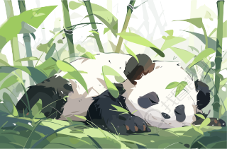 美术作品可爱熊猫插画设计素材