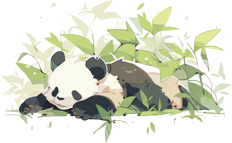 可爱乖巧熊猫插画素材PNG