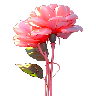 高清透明背景3D膨胀气球玫瑰花素材