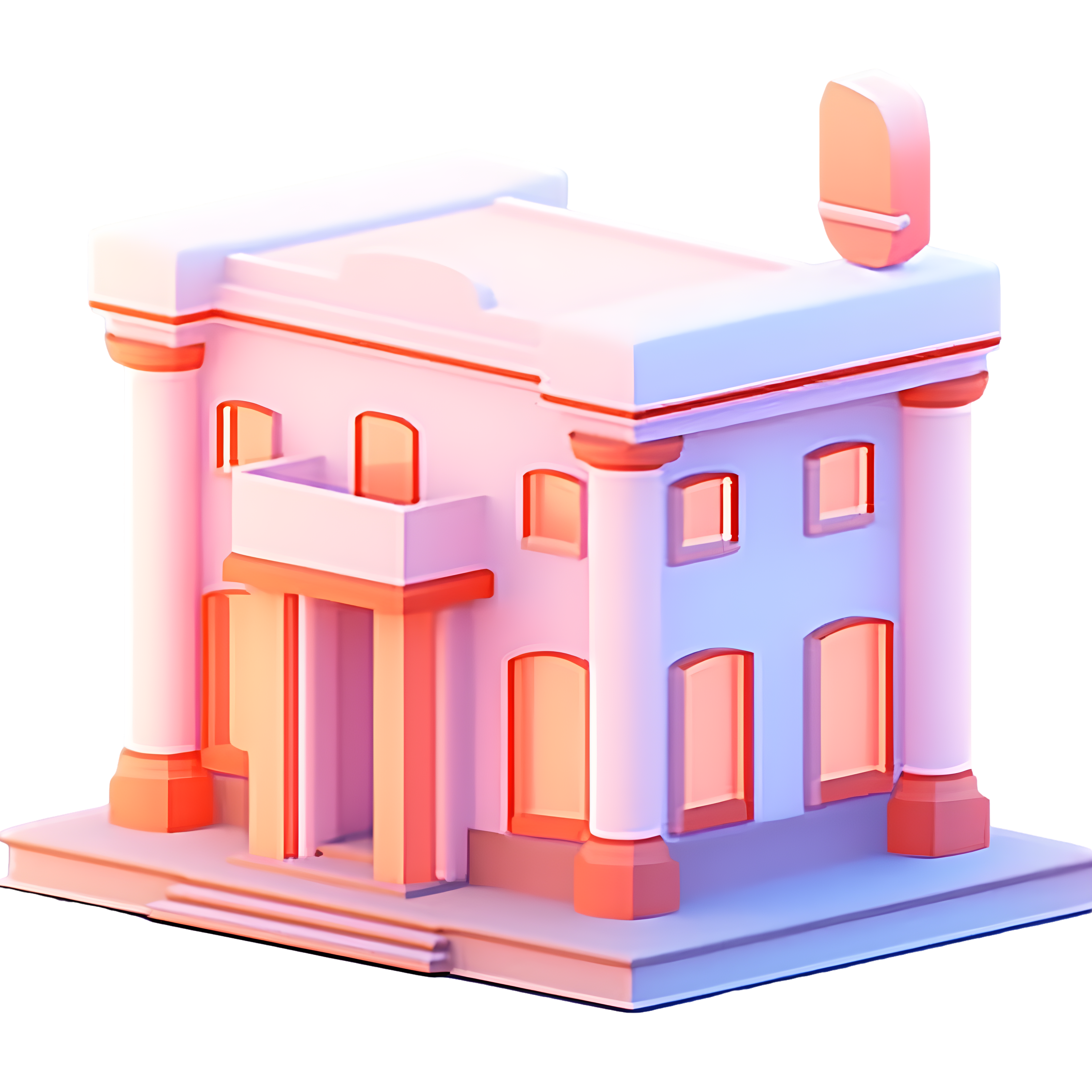 手绘极简风银行建筑插画