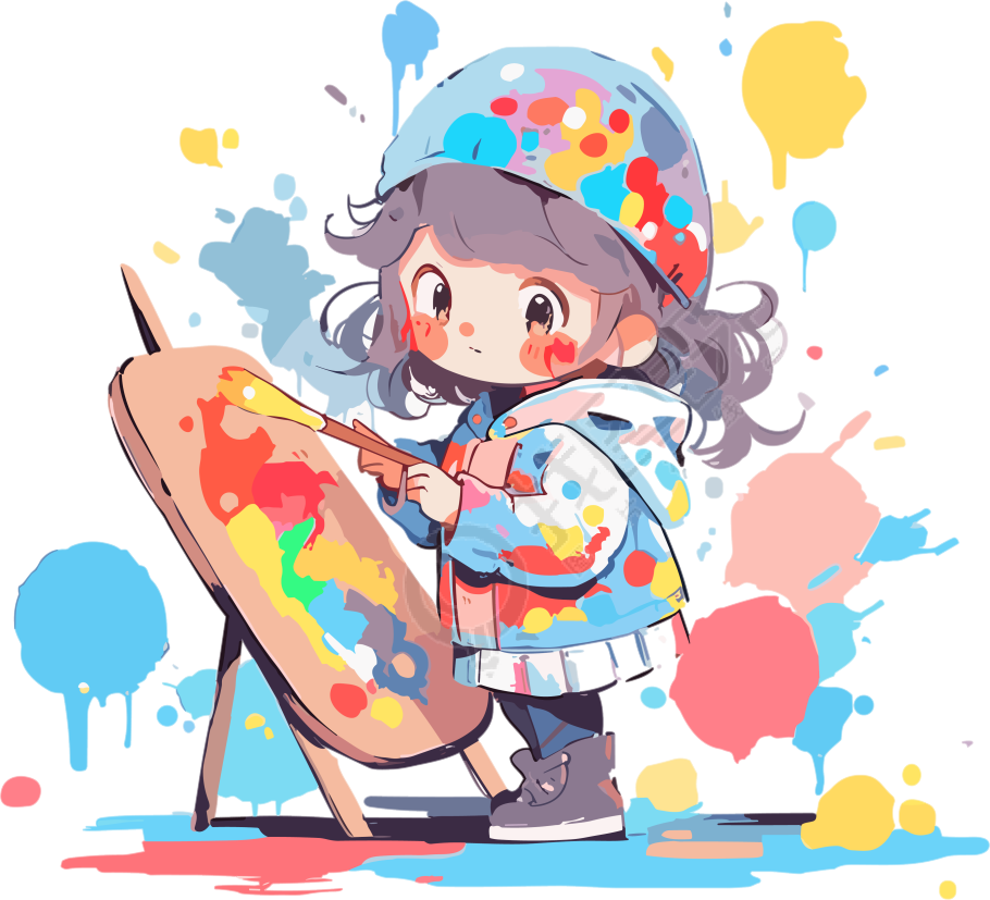 手绘插画涂鸦女孩PNG素材