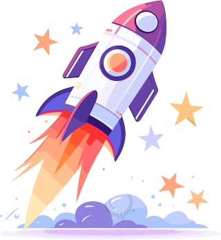 火箭和星星卡通矢量扁平插画