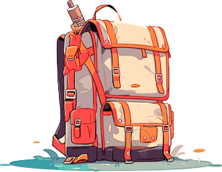 清新风格旅行背包插画