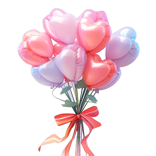 3D爱心气球花束素材