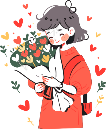 老师手持花束扁平风格插画