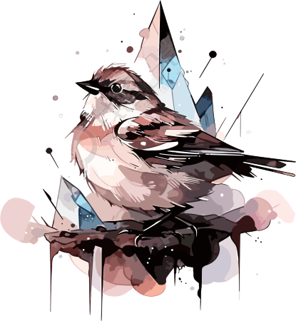 简约黑白插画麻雀PNG图形素材