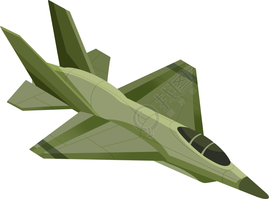 手绘防空演练飞机透明背景插画
