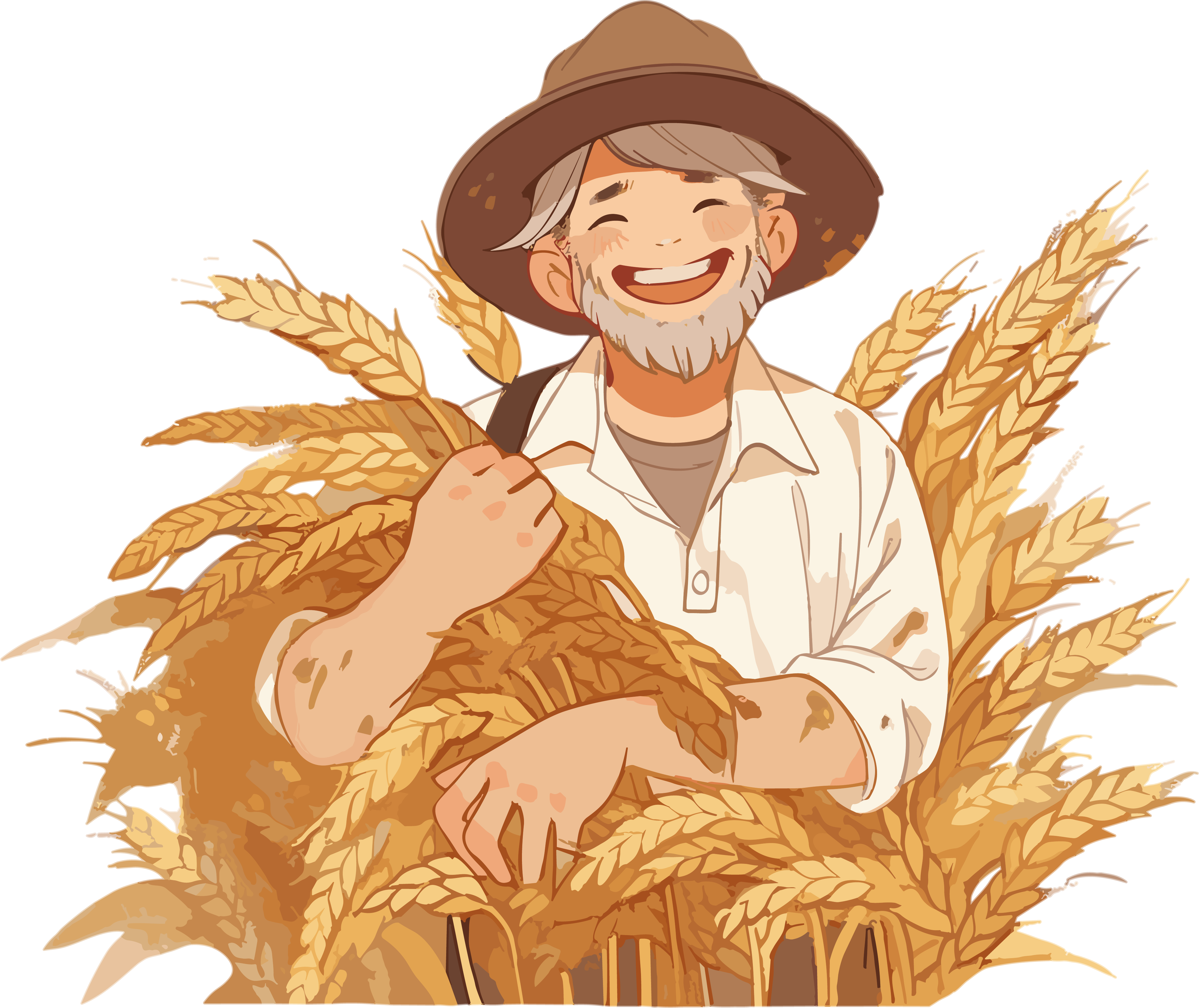 中国风黄白色大米小麦素材PNG