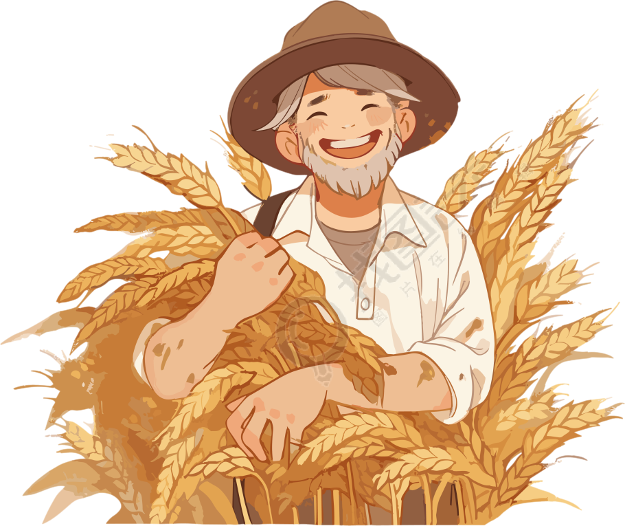 中国风黄白色大米小麦素材PNG