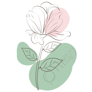 一支鲜花线条花朵创意插画