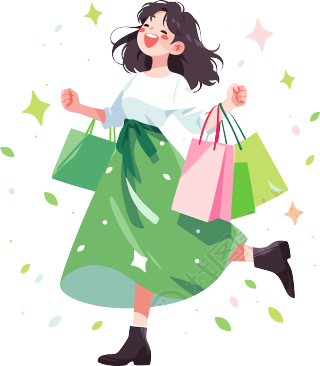 女性购物插画设计