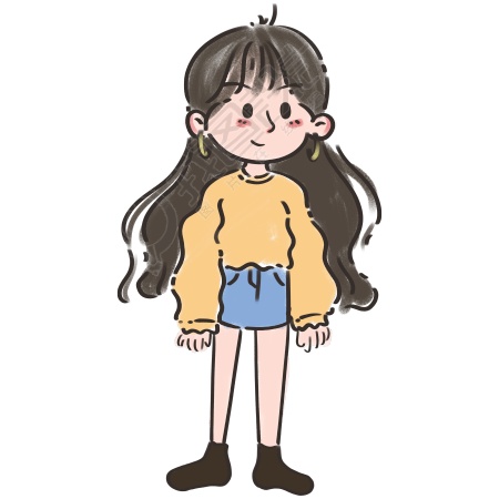 手绘可爱的小女孩童趣风插画