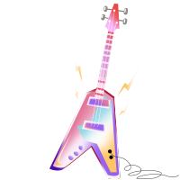 音乐乐器电子吉他手绘插画