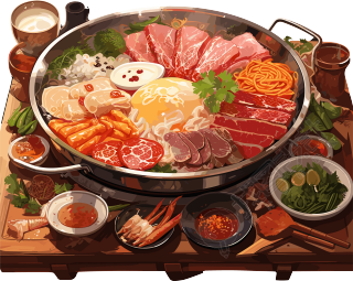 牛肉火锅透明背景插画