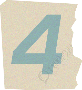 数字4复古贴纸插画素材