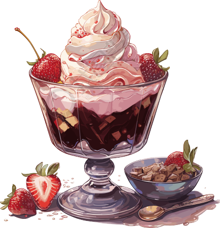 美味的巧克力草莓冰淇淋插画