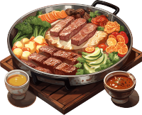 卡通饱和色火锅插画素材