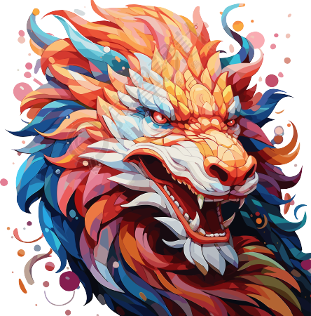 色彩渐变中国龙头商用素材